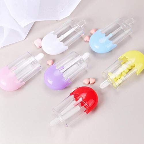Oryougo 10 Pieces Cute Ice Cream Shape Eyelash Storage Boxes Melted Popsicle Empty False Mink Lashes Packaging Case With Clear Tray Travel Makeup Sample Container For Woman, Girls, Random Color #TOP4