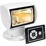 Boat Spotlight, 360° Rotating Remote Control Truck Spotlight, 2500LM Marine Halogen Search Light for Trailer Truck Fishing Boat Off-Road Lighting DC 12V 100W Waterproof IP67