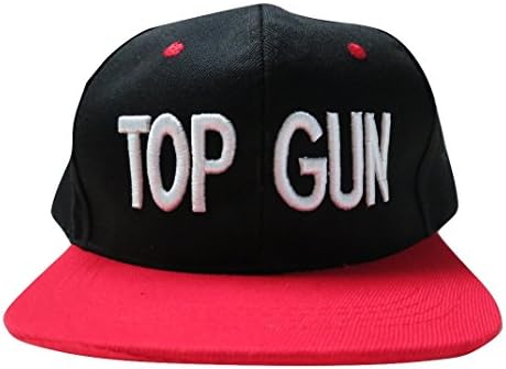 Top Gun Adjustable Snapback Flat Bill Hat Baseball Cap Black and Red