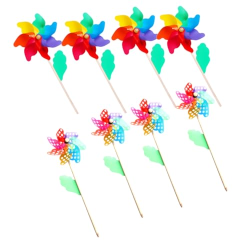 BESPORTBLE 8Pcs Colorful Dot Windmill DIY Rainbow for Fun Garden Decoration Easy to Assemble Plastic Windmill for and Parties