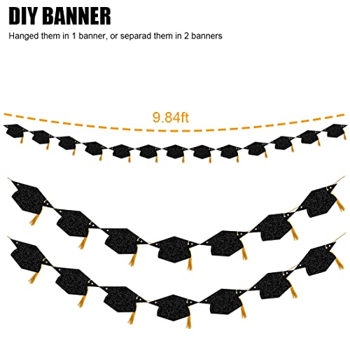 Graduation Decorations Class Of 2023 Glitter Congrats Grad Graduation With Tassel Party Congratulations Banner Decor College High School Graduation Party Favors Black #TOP5