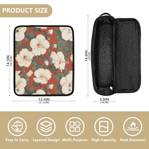 Bolso de viaje para herramientas de cabello rojo Blooming Flowers con funda resistente al calor impermeable organizador para planchas y rizadores miniatura 4