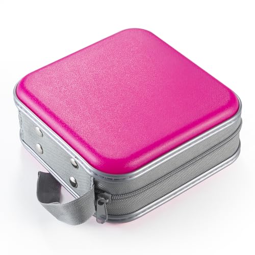 UENTIP CD Case,48 Capacity Hard Plastic Portable Travel DVD Case Protective Zipper CD Holder Car Storage Wallet Bag(Pink) - Image 4