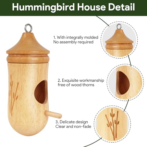 image for Fitraho Hummingbird House, Small Hummingbird Houses for Outside, Woode