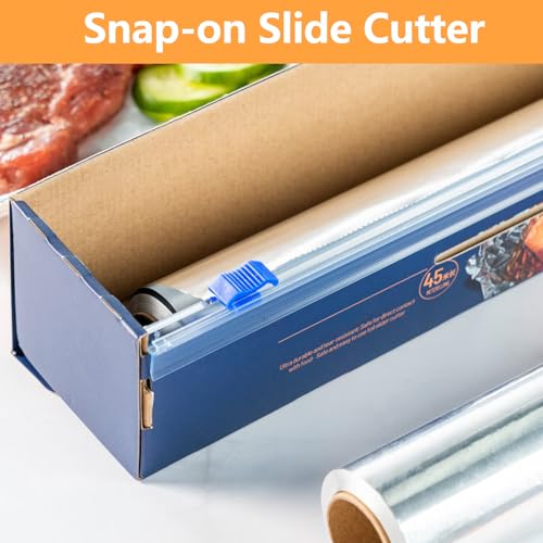 Plastic Wrap Slide Cutter for 24 Inch Rolls – Reusable Snap-On Sliding Cutter with Stainless Steel Two-Way Blade, Fits Plastic Wrap Foil Wax Paper Parchment Paper & BBQ Paper (4 Pack) (Fit 24inch) view 4