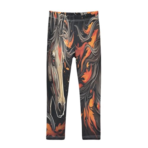 Toddler Girls Leggings Printed Yoga Pants Leggings Fire Brown Horse for Kids