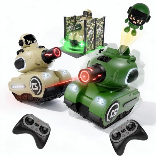 Remote Control Battle Tanks RC Battle Tanks with Infrared System Hobby RC Cars RC Tank that Shoots with HP Station Military Army Toys Christmas Birthday Gifts for 6-12 Year Old Boys Girls 2 Pack