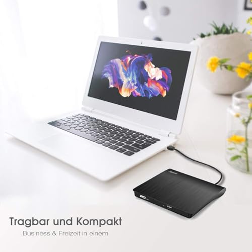 Externes DVD-Laufwerk Pecosso mit USB 3.0 für vielseitige Anwendungen
