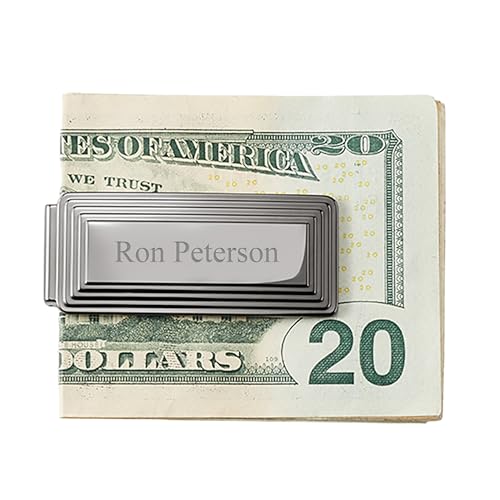 THINGS REMEMBERED Engraved Gunmetal Stepped Edge Money Clip (Free Customization)