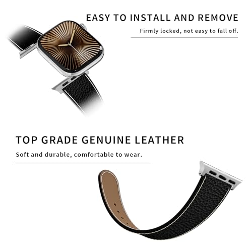 Leather Magnetic Watch Band Compatible with Apple Watch Ultra 49mm 46mm 45mm 44mm 42mm 41mm 40mm 38mm, Designer Replacement Strap for Women Men iWatch Series 9/8/7/6/5/4/3/2/1/SE/Ultra 2 by Tekvon - Used condition - Image 4