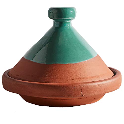 Moroccan Tagine Pot By Verve Culture | Traditional Ceramic Cooking Tagine | Contemporary Style-Teal | 7" Tall / 10" Diameter #TOP5