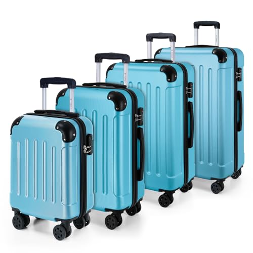 YONSLY Gepäck Reisekoffer, Trolley Rollkoffer Handgepäck, Hartschalenreisekoffer mit 360° Lenkrollen, Zahlenschloss, Mehrstufiger Teleskopgriff