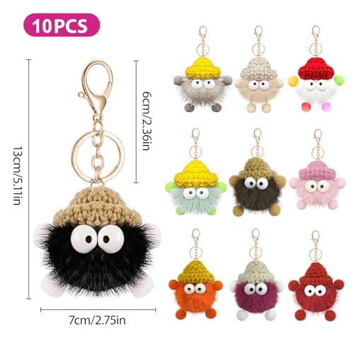 PEAKTOP 10Pièces Doux Porte Clef Pompon, Porte-CléS En Pompon Animal Mignon – vue 2