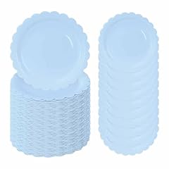 7 inch light blue scalloped plates