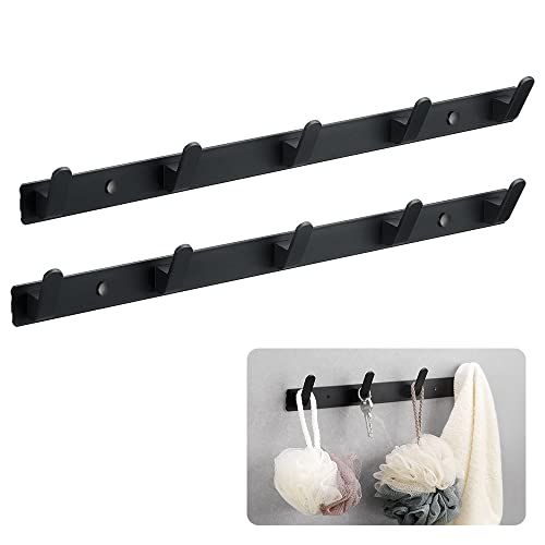 Jamend Clxp 2 Pcs Space Aluminum 5-Hook Coat Hooks With Screws, 17.1-Inch Robe Rack, For Hanging Dog Leash Bags Towel Purse. Matte Black, Wall-Mounted. #TOP1