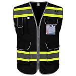 TCCFCCT Hi Vis Vest 9 Pockets Safety Vest for Men, Class 2, DB-Black M