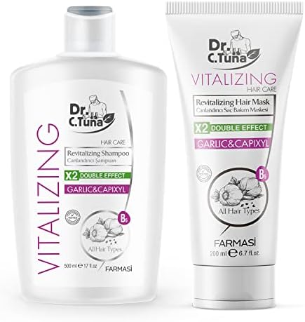 Farmasi Dr. C. Tuna Vitalizing Revitalizing Garlic & Capixyl Hair Care Set - Shampoo 500ml & Hair Mask 200ml