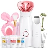 Colorfarm Facial Steamer Spa Kit: Nano Ionic Face Steamer for Facial Deep Cleansing - Home Spa Skincare Set with 17 Skin Care Tools Self Care Gifts for Women