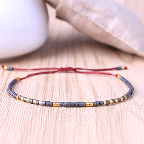 Image of C.QUAN CHI Handmade Friendship Beaded Bracelet Adjustable Colorful Miyuki Beads Bracelet