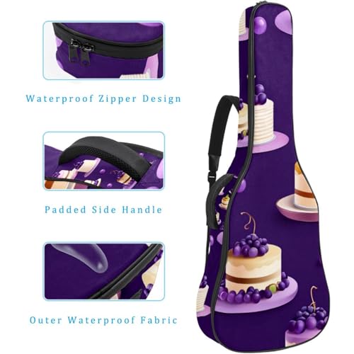 Housse guitare acoustique 101,6 cm violette imperméable à poches - 4