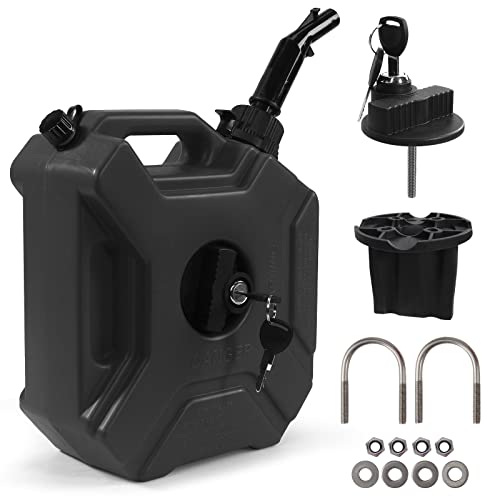 Esploratori 5L 1.3 Gallon Portable Gas Can, Fuel Oil Petrol Storage Backup Tank With Lockable Bracket, Mounting Bracket For Car Motorcycle Utv Atv Suv And Outdoor Work, Epa Certified(Black) #TOP3