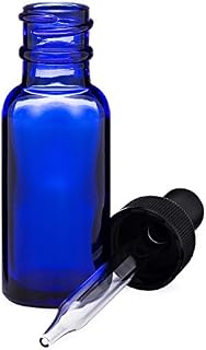 Prescribed for Life Cobalt Blue Glass Dropper Bottle - Boston Round Style with Child-Proof Glass Dropper Top, 2 oz