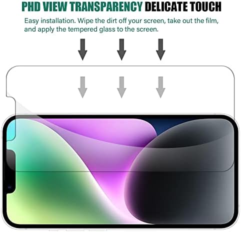 iCatchy Screen Protector Compatible with iPhone 14 6.1-Inch Phone High Transparency Tempered Glass Protection Film - 3 Pack