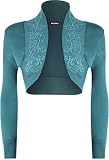 Schöne Perlen-Design WearAll - Damen Übergröße perlen Langarm Bolero - Teal - 48-50