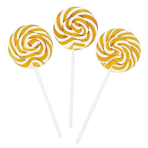 GOLD SWIRL LOLLIPOPS - 24 CANDY SUCKERS INDIVIDUALLY WRAPPED - LARGE 2 INCH POPS