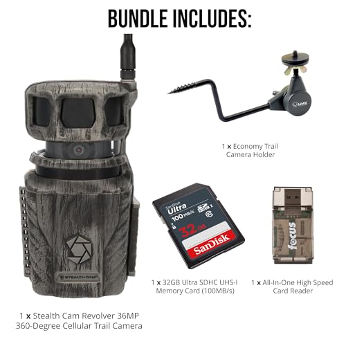 Stealth Cam Revolver 36MP 360 Degree Cellular Trail Camera with 1/4-Inch Threaded Mount Bundle with Economy Trail Camera Holder, 32GB Ultra SDHC Memory Card, and SD USB 2.0 Card Reader (4 Items) by Stealth Cam - Image 6