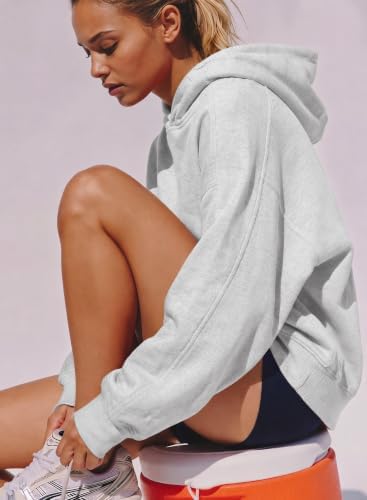 Niceif Womens Oversized Hoodies Pullover Casual Sweatshirts Light Grey S - 2