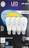 General Electric 61986 4PK WHT 4 Pack 9W Soft White A19 Shape LED Light Bulb, 4 Count (Pack of 1)