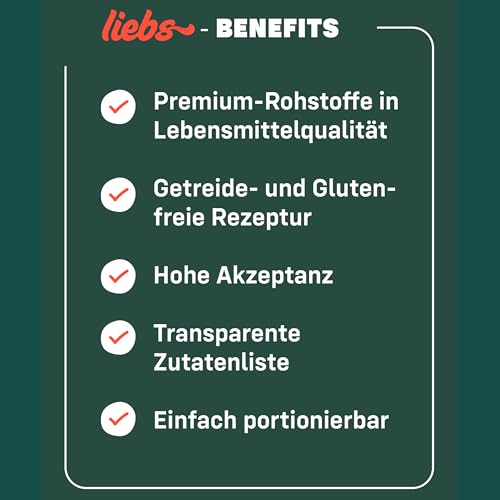 liebs Hunde Supplement Verdauung, Darm & Magen (10 x 15g) Relief Snack | Heilmoor für Hunde mit empfindlichen Magen | Dog Treats unterstützen die Normale Verdauung | Kohletabletten | 100% pflanzlich