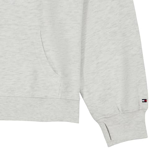 Tommy Hilfiger Girls' Long Sleeve Fleece Popover Hoodie, Soft & Comfortable, Heart Oat Heather, 7 — view 4