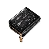 Carteira com Zíper Duplo Feminina Croco Luxo – Preta, Couro Premium, Compacta, Elegante e Sofisticada
