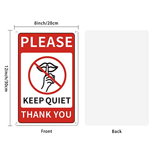 GLOBLELAND Please Keep Quiet Thank You Sign for Indoor Outdoor Business Use 8 x 12 inch UV Protected and Waterproof Aluminum Warning Signs - Image 2