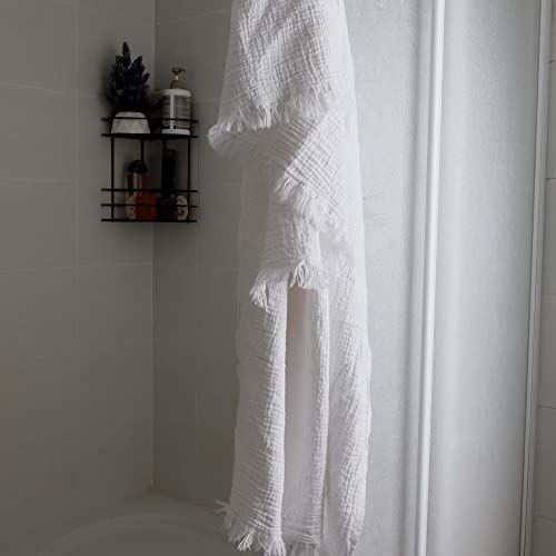 Püskül - Turkish Cotton Bath/Sauna Towels Muslin Towel For Adults, Kids Fashionable Soft Texture Comfortable Skin Towels (White, 2) #TOP3