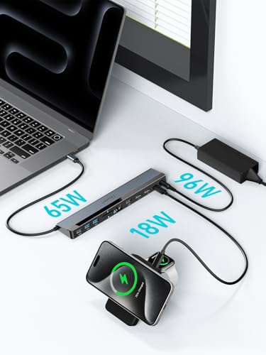 Image of USB C Docking Station Dual Monitor 4K@60Hz, 12-in-1 Laptop Dock with 2*HDMI, 4*USB, Thunderbolt 3 /4 Dock, SD /TF Slot, Ethernet, Audio, 96W Power Adapter, for HP, Lenovo, Dell, ASUS,Surface