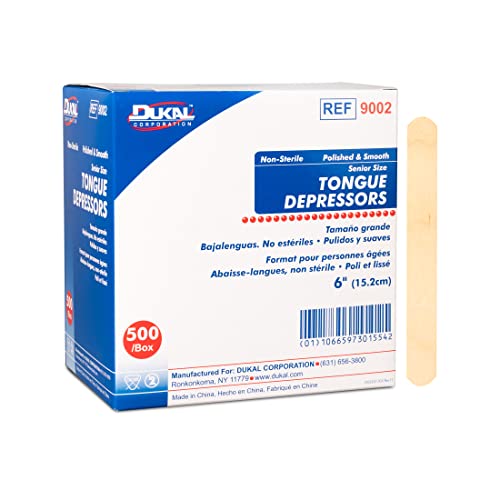 Depresores de lengua Dukal de acabado liso, caja de 500 unidades color beige