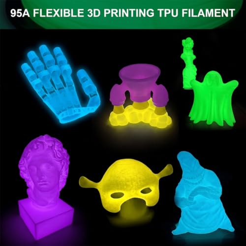 Image of 250G 95A TPU 3D Printer Filament, 1.75mm Glow in The Dark Purple, Soft TPU Flexible 3D Printing Filament, High Hardness & Resilience, Best with UV Lamps,Fit Most 3D Printers