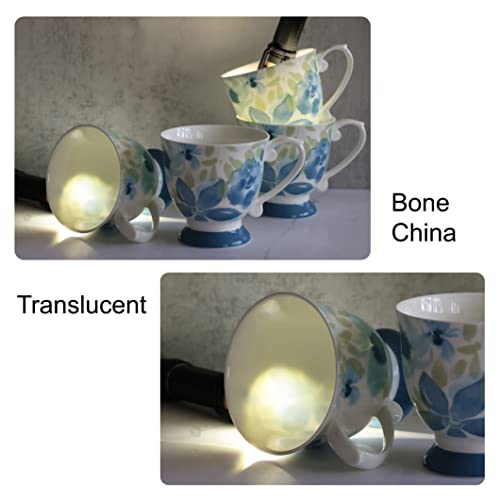 Qoutique Bone China Decorated Coffee Mugs - 20 Ounce - Set Of 4, Cups For Latte, Hot Tea, Cappuccino, Mocha, Cocoa, Mug Set, Large Coffee Mug, Penelope #TOP4