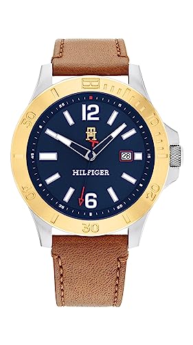 Tommy Hilfiger Men’s Blue Dial Light Brown Leather Watch 1710529