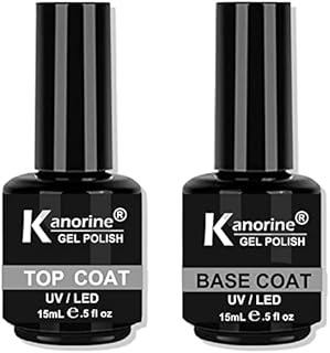 KANORINE 15ml TopCoat and BaseCoat Set Long Lasting UV / LED Gel Polish Nail Art Base Foundation Coat & No Wipe Gloss Top Coat 15ml X 2 uk1213