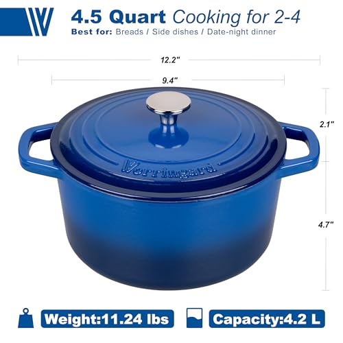 VORRINGARD Enameled Cast Iron Dutch Oven Pot with Lid, for Bread Baking, Round Bread Oven- include Sourdough Bread Baking Supplies Set, 4.5QT, Blue by VORRINGARD - Used condition - Image 2