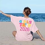 Girls Trip Shirt for Women 2026 Girls Weekend Vacation Matching Shirts Oversized Besties Summer Beach Travel Graphic Tee Tops