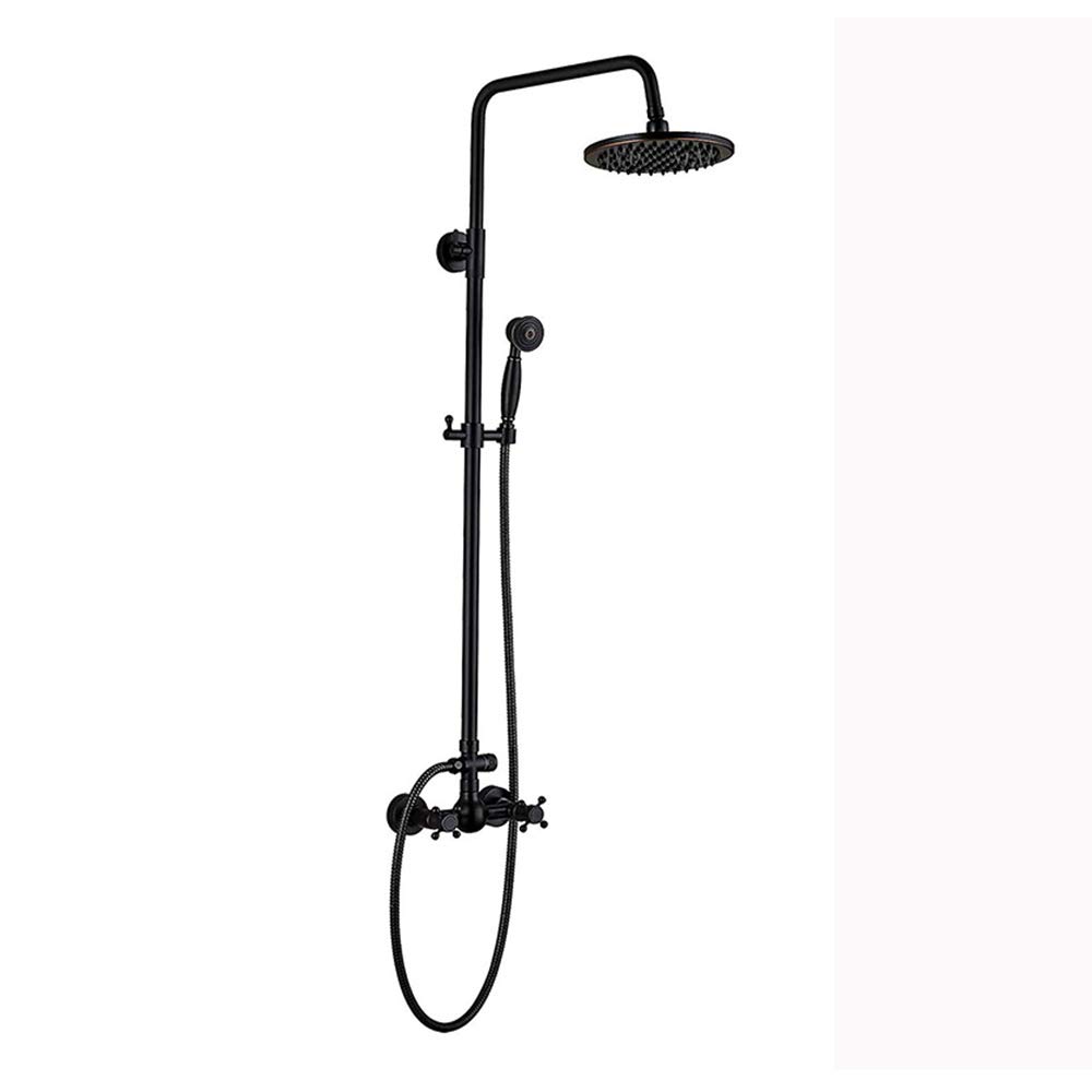 Conjunto combinado de ducha negra de diseño vintage con rociador superior superior