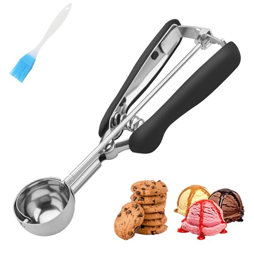 Petite cuillère à biscuits, 1 cuillère à soupe, taille #60, cuillère à crème glacée en acier inoxydable avec déclencheur, pour la cuisson de petits...