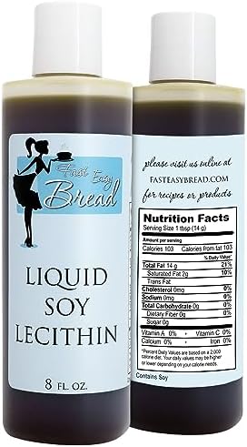 Fast Easy Bread Soy Lecithin Liquid (8 oz) | Easy-to-Use | Available in Mess-Free Squeezable Bottle | Natural Food-Grade Emulsifier | Enhances Dough Texture and Ingredient Distribution