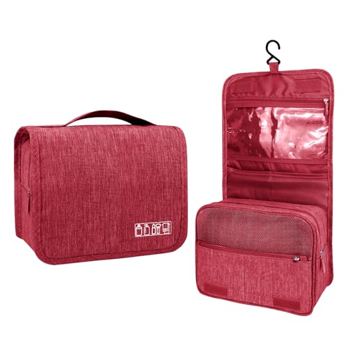 Lcsmaokin Large Capacity Toiletry Bag Travel Bag with Hanging Hook for Men and Women Waterproof Travel Cosmetic Bag Bathroom Storage Bag for Brushes Set,Full-Sized Shampoo,Toiletries,Accessories-Black 0.49 lbs
