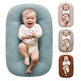 Vicorise Baby Lounger 0-24 Months 100% Cotton-Snuggle Cozy Me Lounger,Soft & Breathable Baby Lounger for Newborn Play Mat,Infant Babies Essentials Gifts,Blue(Lounger Cover Included)